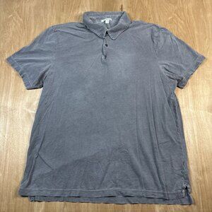 James Perse Men's Polo Shirt Washed Gray Size 4 Cotton Short Sleeve